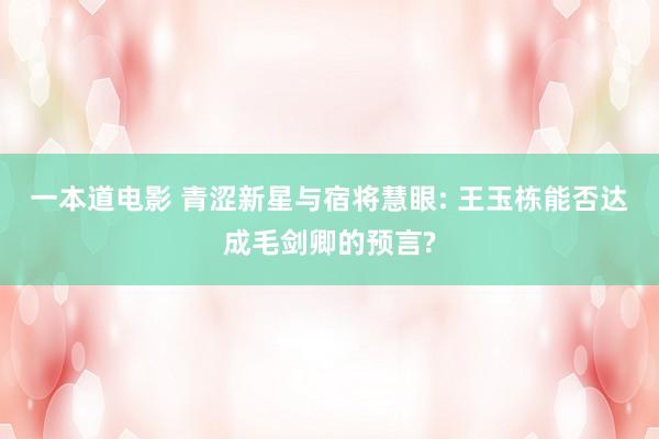 一本道电影 青涩新星与宿将慧眼: 王玉栋能否达成毛剑卿的预言?