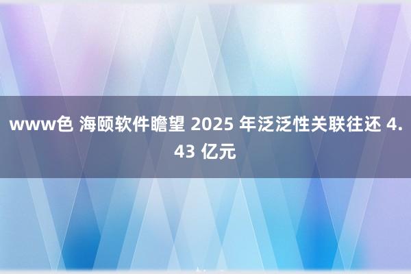 www色 海颐软件瞻望 2025 年泛泛性关联往还 4.43 亿元