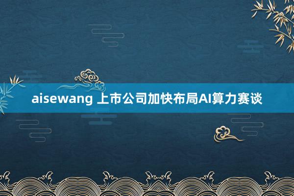 aisewang 上市公司加快布局AI算力赛谈