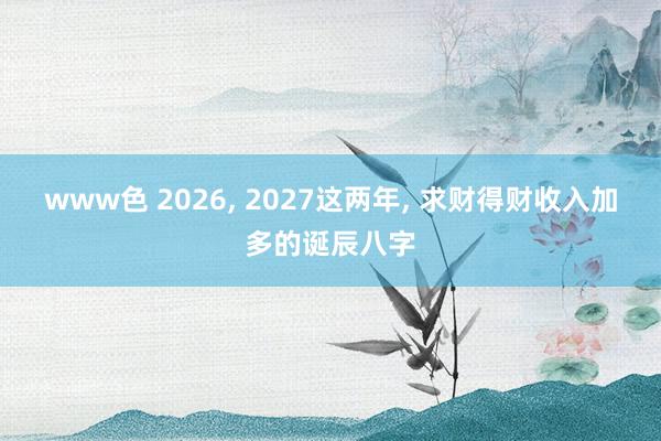 www色 2026， 2027这两年， 求财得财收入加多的诞辰八字