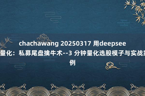 chachawang 20250317 用deepseek学量化：私募尾盘擒牛术--3 分钟量化选股模子与实战案例