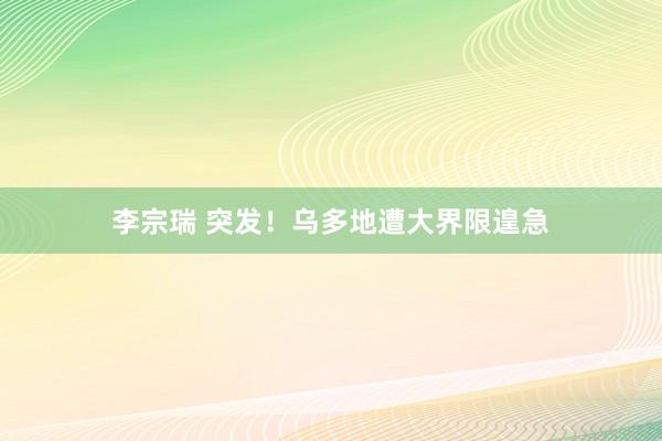 李宗瑞 突发！乌多地遭大界限遑急