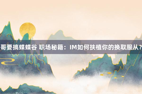 哥要搞蝶蝶谷 职场秘籍：IM如何扶植你的换取服从？